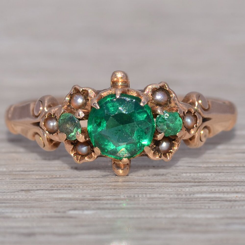 Doublet and Seed Pearl Ring in Rose Gold